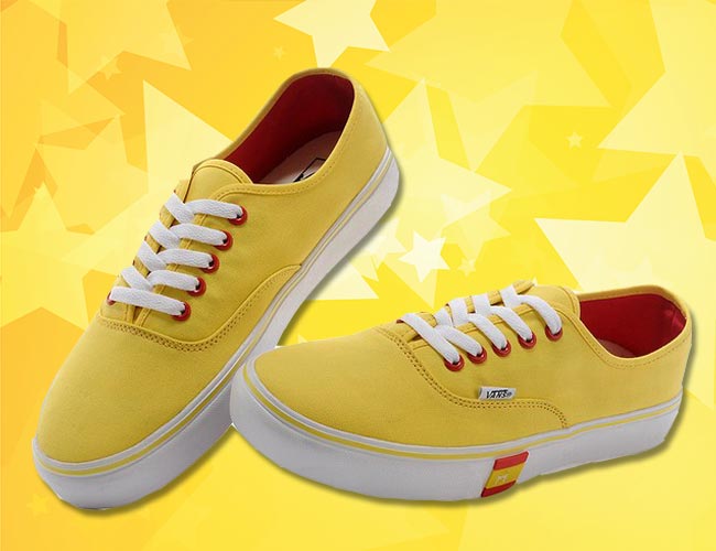 รองเท้าผ้าใบสีเหลือง Vans Authentic Lite Portugal Flag Yellow Womens Shoes 